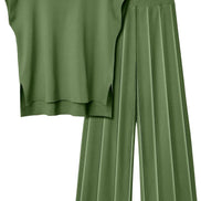 Women's Knitted Vest and Wide-Leg Pants Set