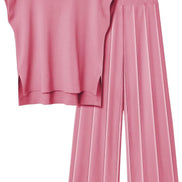 Women's Knitted Vest and Wide-Leg Pants Set