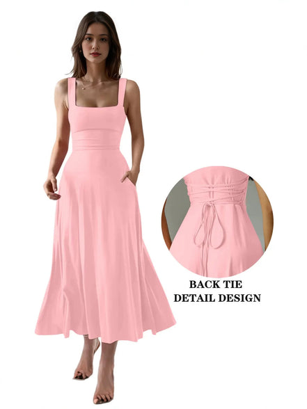 Women's Solid Color Tie-Strap Dress