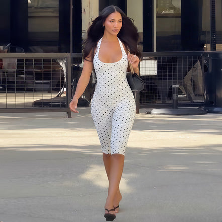Women's Sleeveless Bodysuit with Low Neck and Open Back