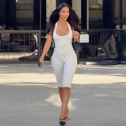 Women's Sleeveless Bodysuit with Low Neck and Open Back