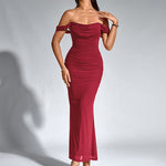 Fishbone Mesh Pleated Bodycon Dress