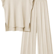 Women's Knitted Vest and Wide-Leg Pants Set