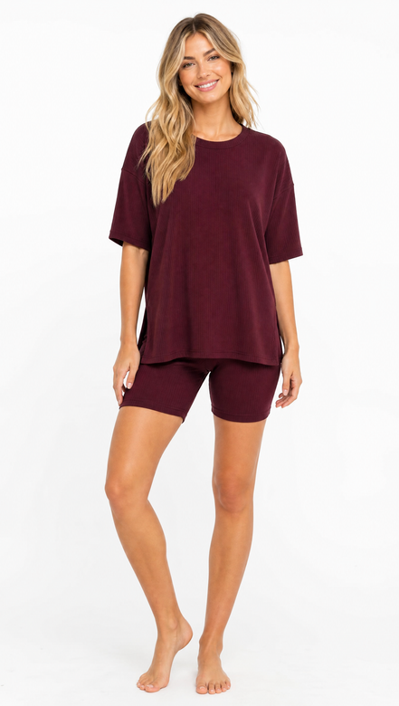 Crewneck Two-Piece Set For Women Summer  Casual Oversized  Split Hem Shirts
