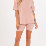 Crewneck Two-Piece Set For Women Summer  Casual Oversized  Split Hem Shirts