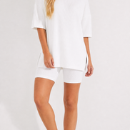 Crewneck Two-Piece Set For Women Summer  Casual Oversized  Split Hem Shirts