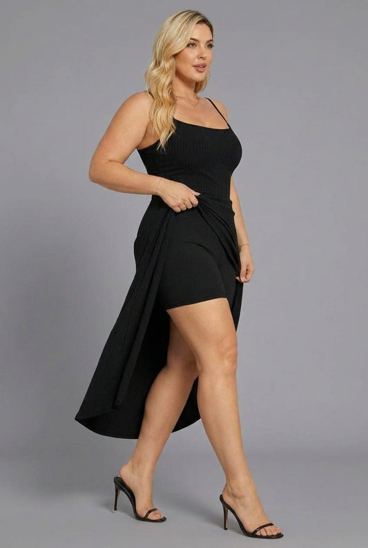Lena geripptes 2-in-1 Maxikleid