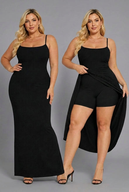 Lena Ribbed 2-in-1 Maxi Dress