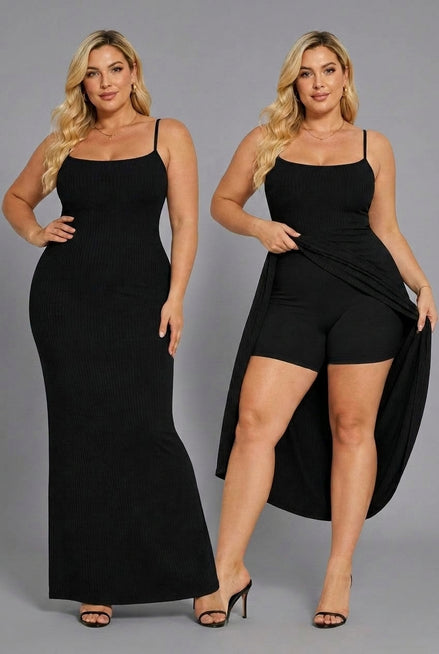 Lena Ribbed 2-in-1 Maxi Dress